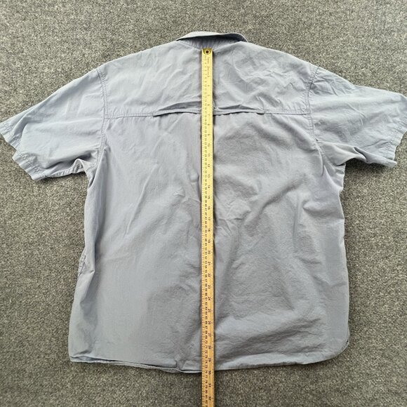 Wolverine Mens XL Short Sleeve Button Down Shirt Light Blue Cotton Vented Back - Picture 5 of 7
